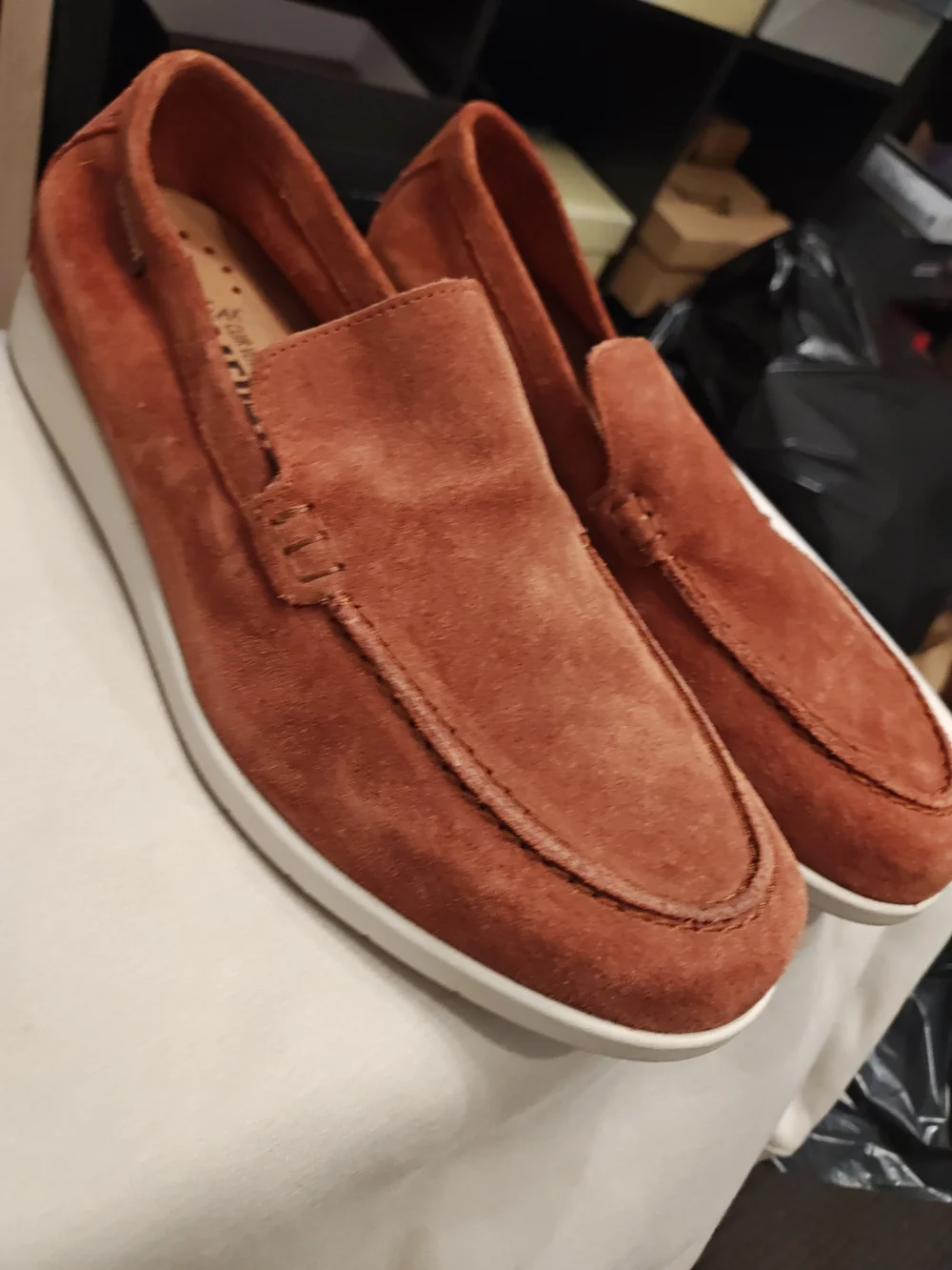 Mephisto Men's Suede Slip-On Loafers in Rust Orange 8